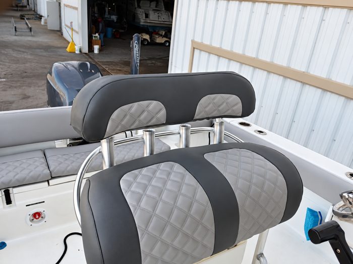 Diamond-stitched leaning post cushions