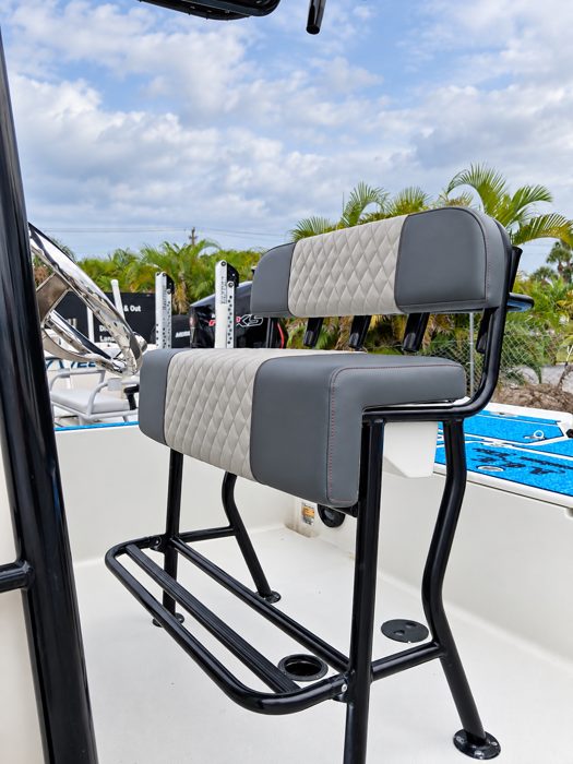 Leaning post with backrest, footrest and rod holders