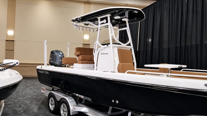 Black T-top at the boat show