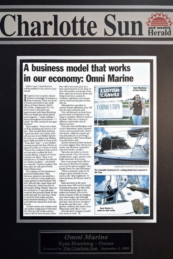 Charlotte Sun article: A business model that works in our economy: Omni Marine